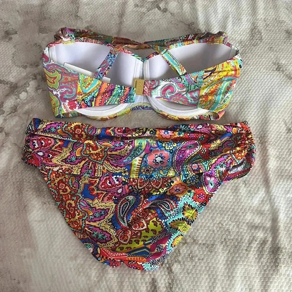 Bleu Rod Beattie Bohemian Paradise Shirred Convertible Bikini Top Size 34DD - Picture 11 of 12